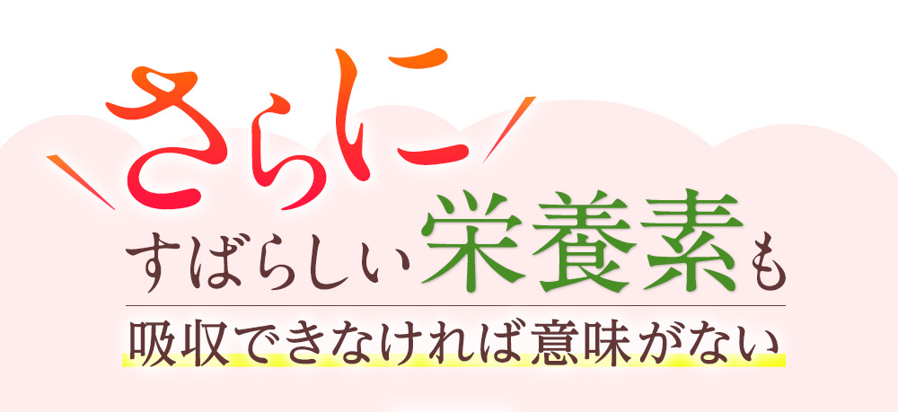 さらに！すばらしい栄養素も吸収できなければ意味がない